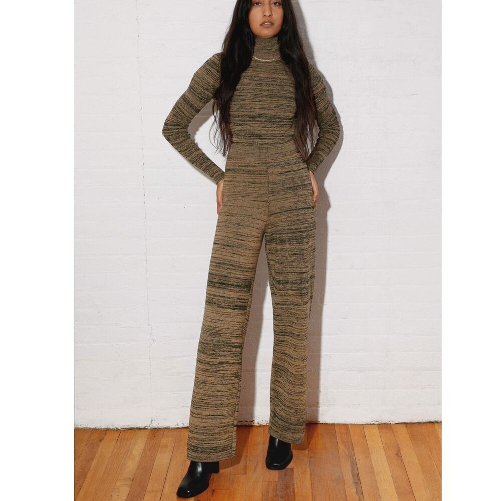 Mara Hoffman Climate+ Wool Pant & Turtleneck Sweater Black Camel Space Knit XXS